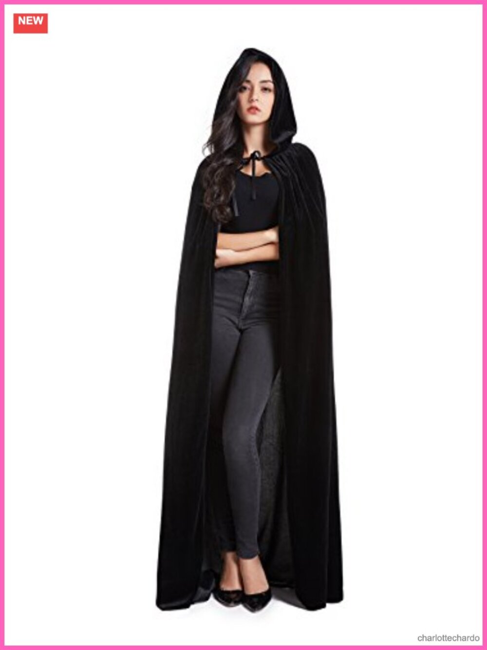 Velvet Hooded Cape Cloak Unisex Halloween Cosplay Costume